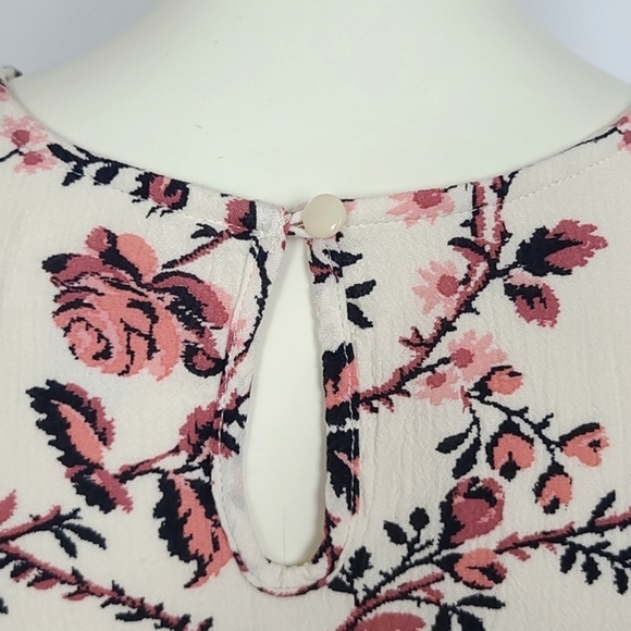 ⭐️3/ $30⭐️ Old Navy Midi Dress Pink Floral Print Cream 3/4 Sleeves Sz 14 Reg - Picture 4 of 11